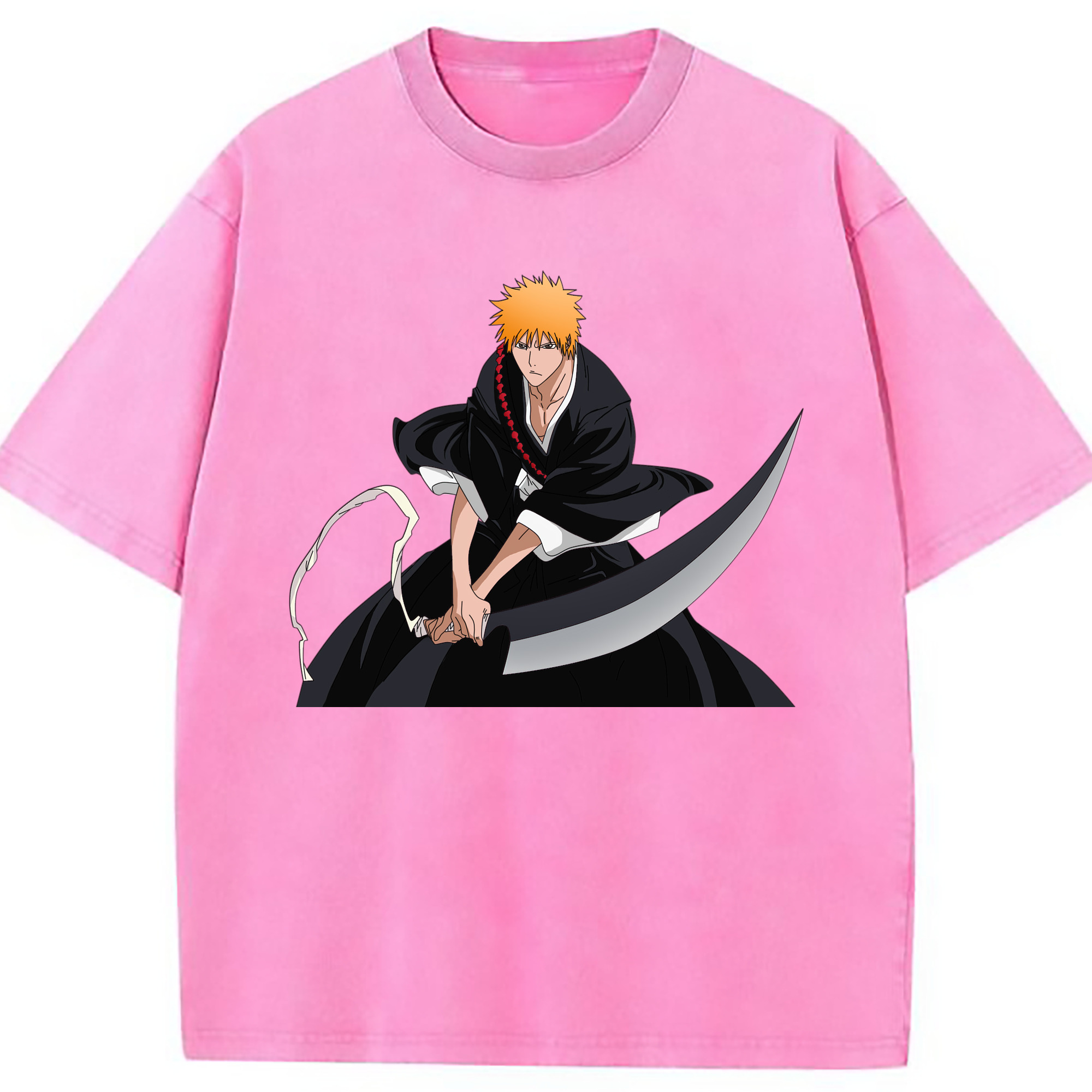 （画像用） ブリーチ 黒崎一護（くろさき いちご）BLEACH Kurosaki Ichigo 綿100% ヴィンテージ風 半袖Tシャツ（フロントプリント）
